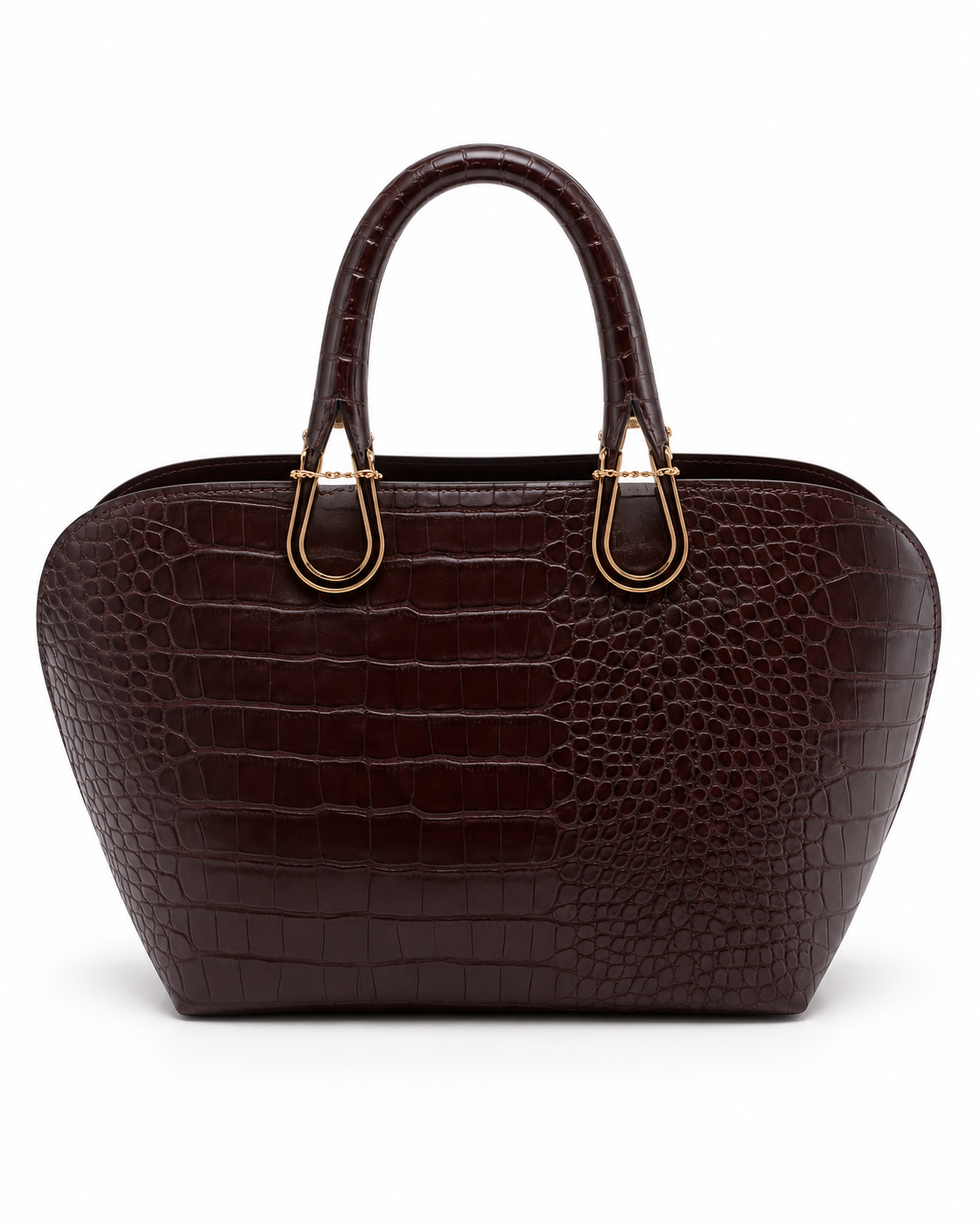 Croc-Embossed Structured Handbag