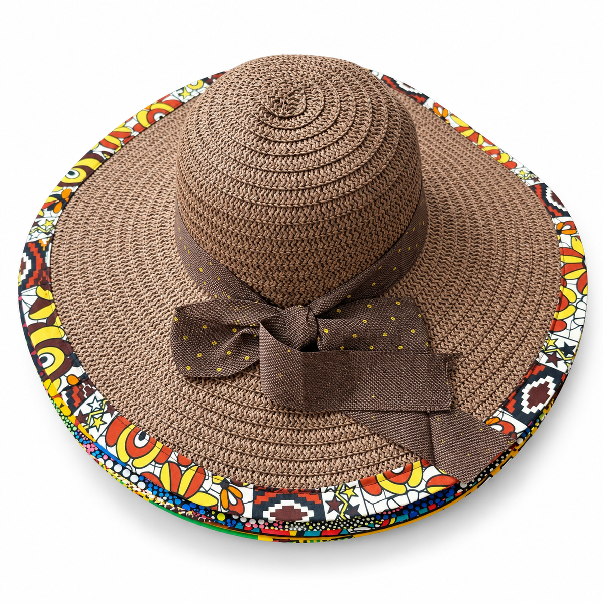 African Print Wide-Brim Sun Hat