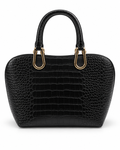 Croc-Embossed Structured Handbag