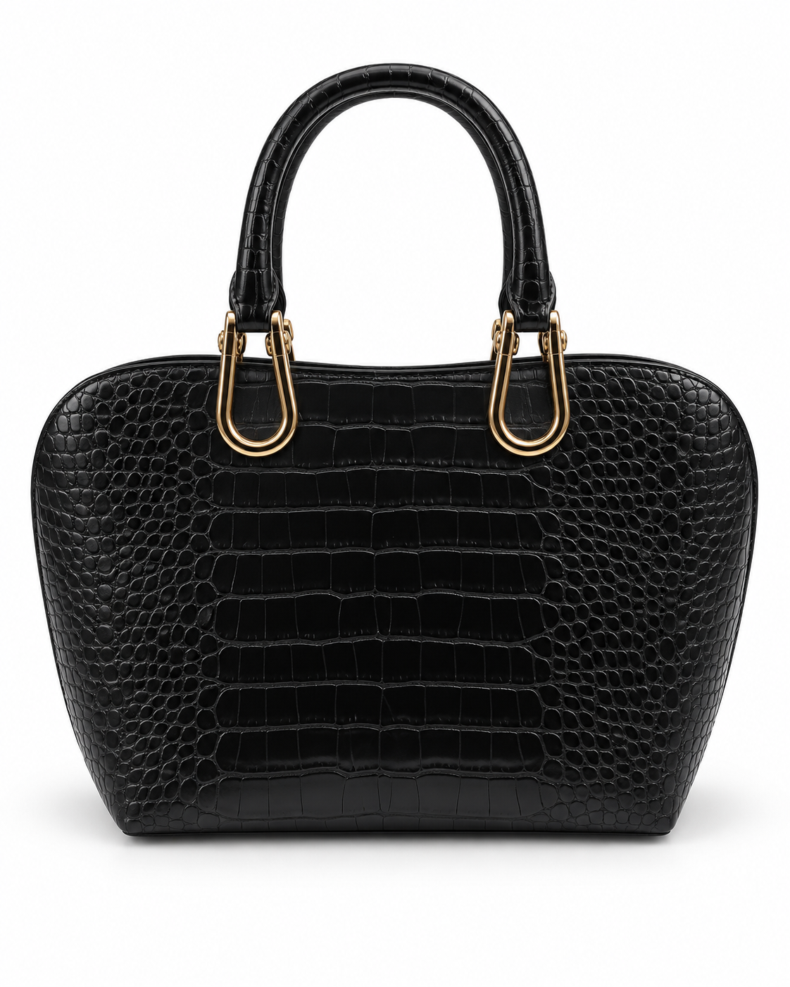 Croc-Embossed Structured Handbag